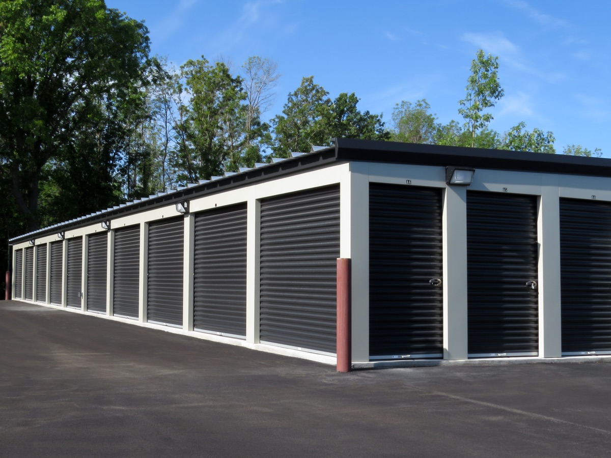 Self-storage facility with roll-up doors